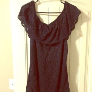 Pink blush navy blue lace dress